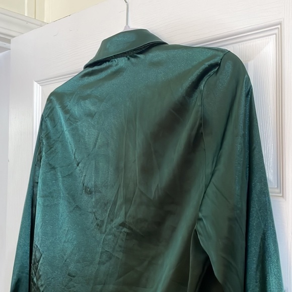 𝅺shein Crop Top Tie - Polyester Silky Green - M (6) - Picture 10 of 12